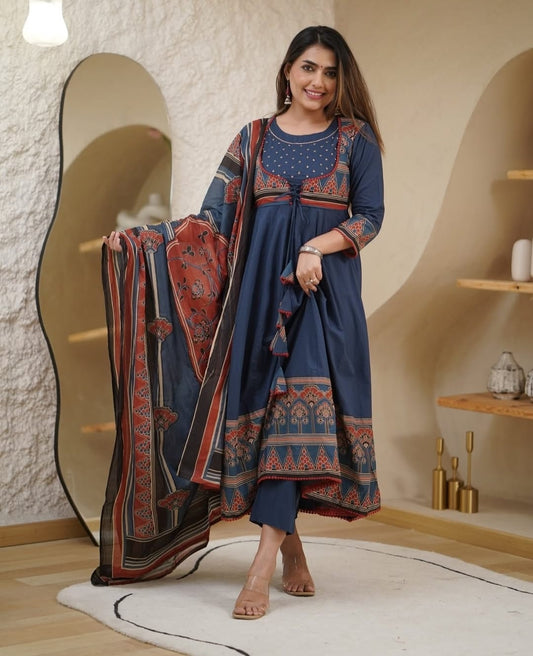 Global Desi Premium Printed With Hand Work Anarkali Kurta Set